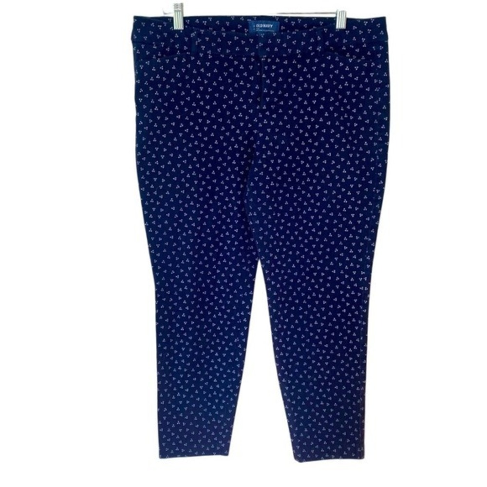 OLD NAVY Mid Rise Pixie Pant Navy White Floral Print Ankle Length Spring Sz 14